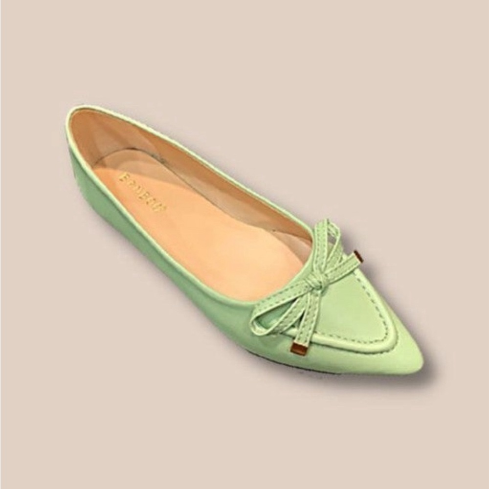 ⭐️New - Bamboo - Green Sage Flat with Bow Detail - Woman's Size 7